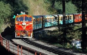 ride on the toy train on camping in shimla