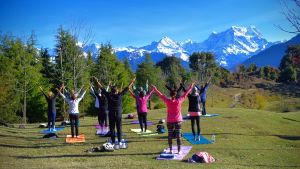 yoga during camping in deoria tal